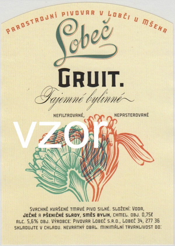 Etiketa Lobeč Gruit 0,75 - Plast 2022 - Pivovar Lobeč