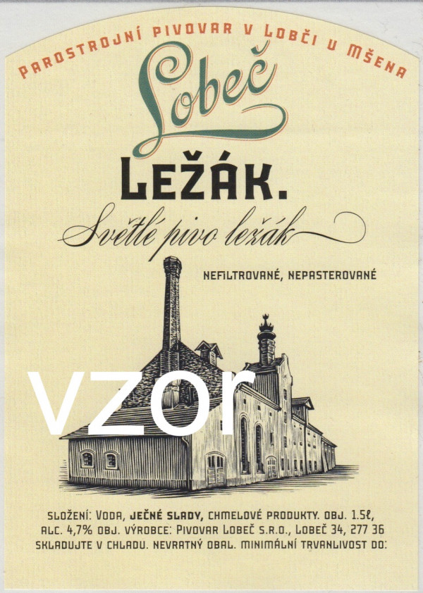 Etiketa Lobeč Ležák 1,50 l - Plast 2022 - Pivovar Lobeč