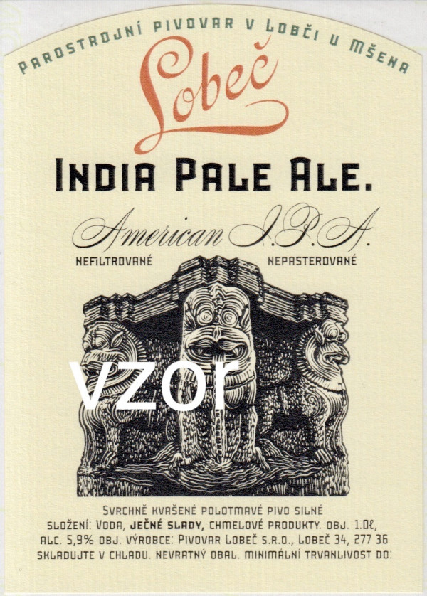 Etiketa Lobeč IPA 1,0 - Pivovar Lobeč